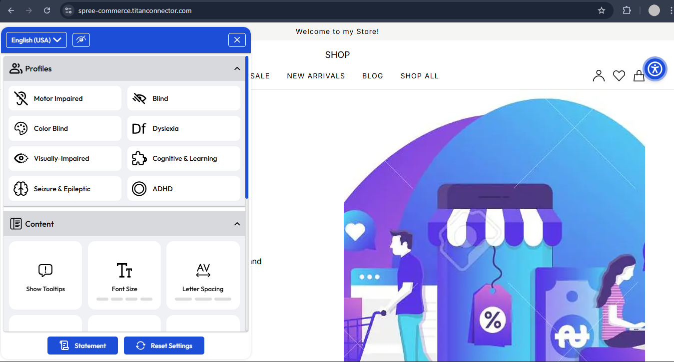 Accessify widget display on Spree site