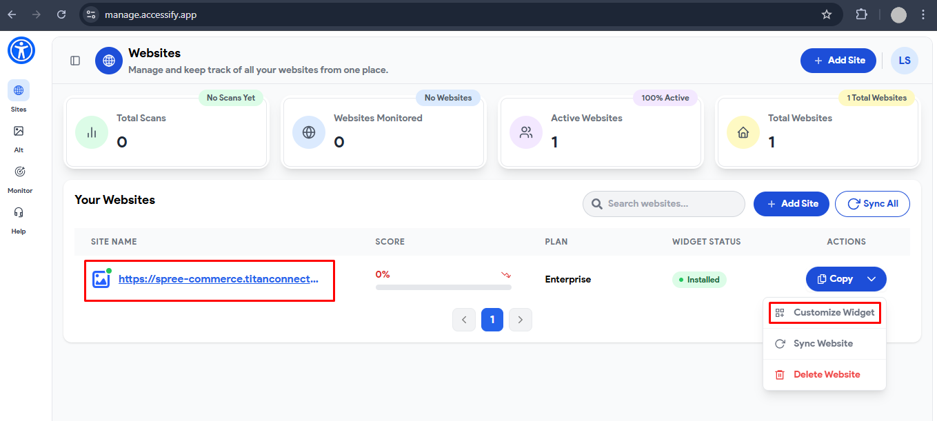 Accessify Widget customization