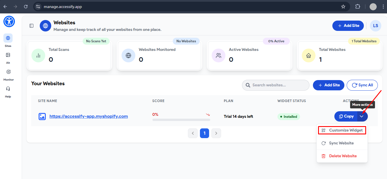 Accessify widget customization 