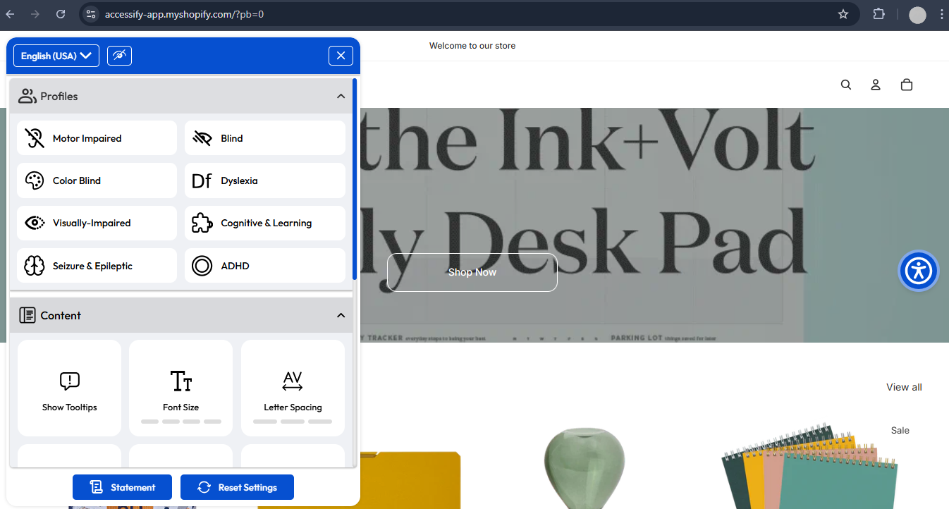 Accessify widget display 