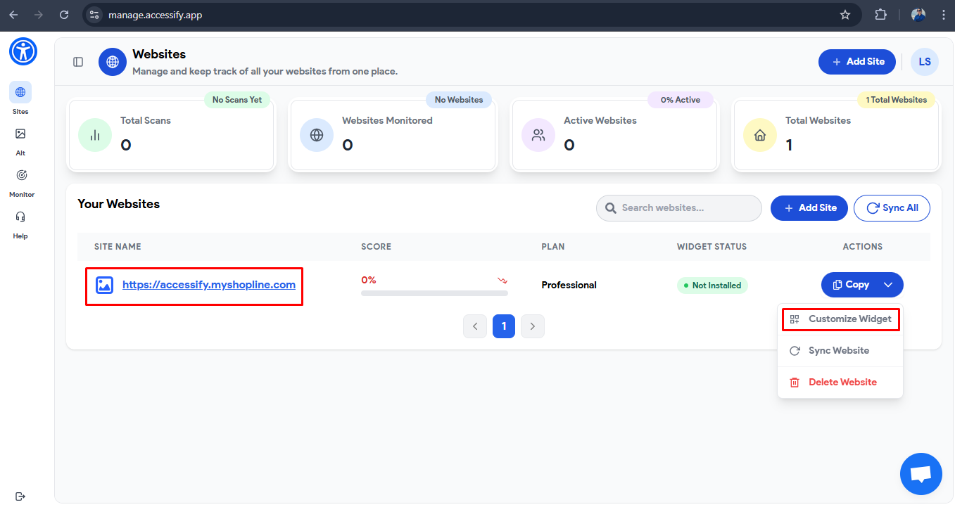 Accessify Widget customization