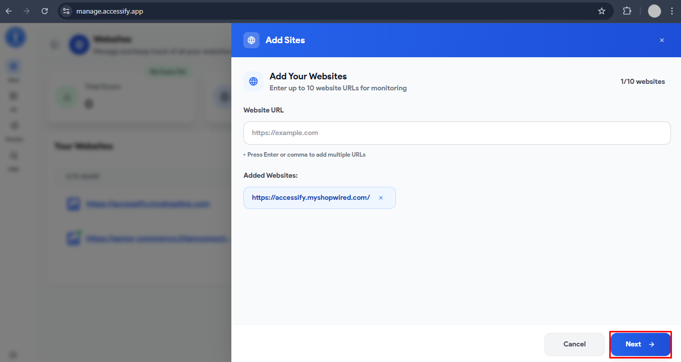 Shopwired adding page of accessify