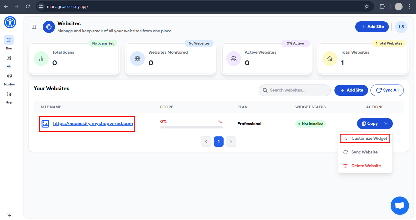 Accessify Widget customization