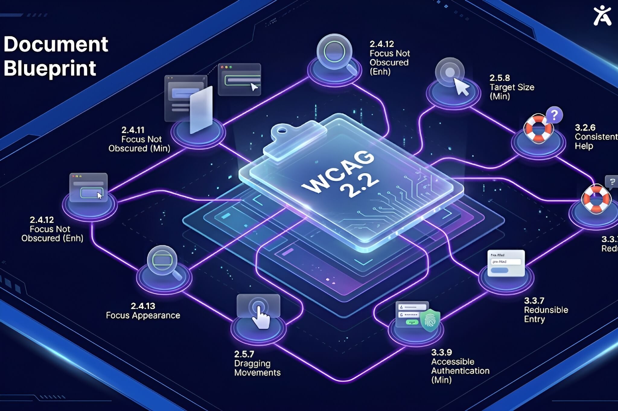  A digital icon of a stopwatch and code snippet, illustrating the rapid, 5-minute setup process for the Accessify web accessibility widget. 