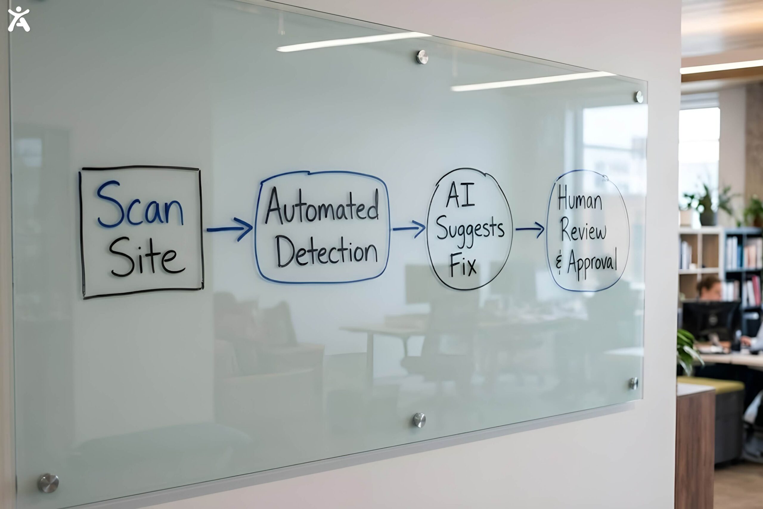 Flowchart of an AI powered accessibility remediation workflow