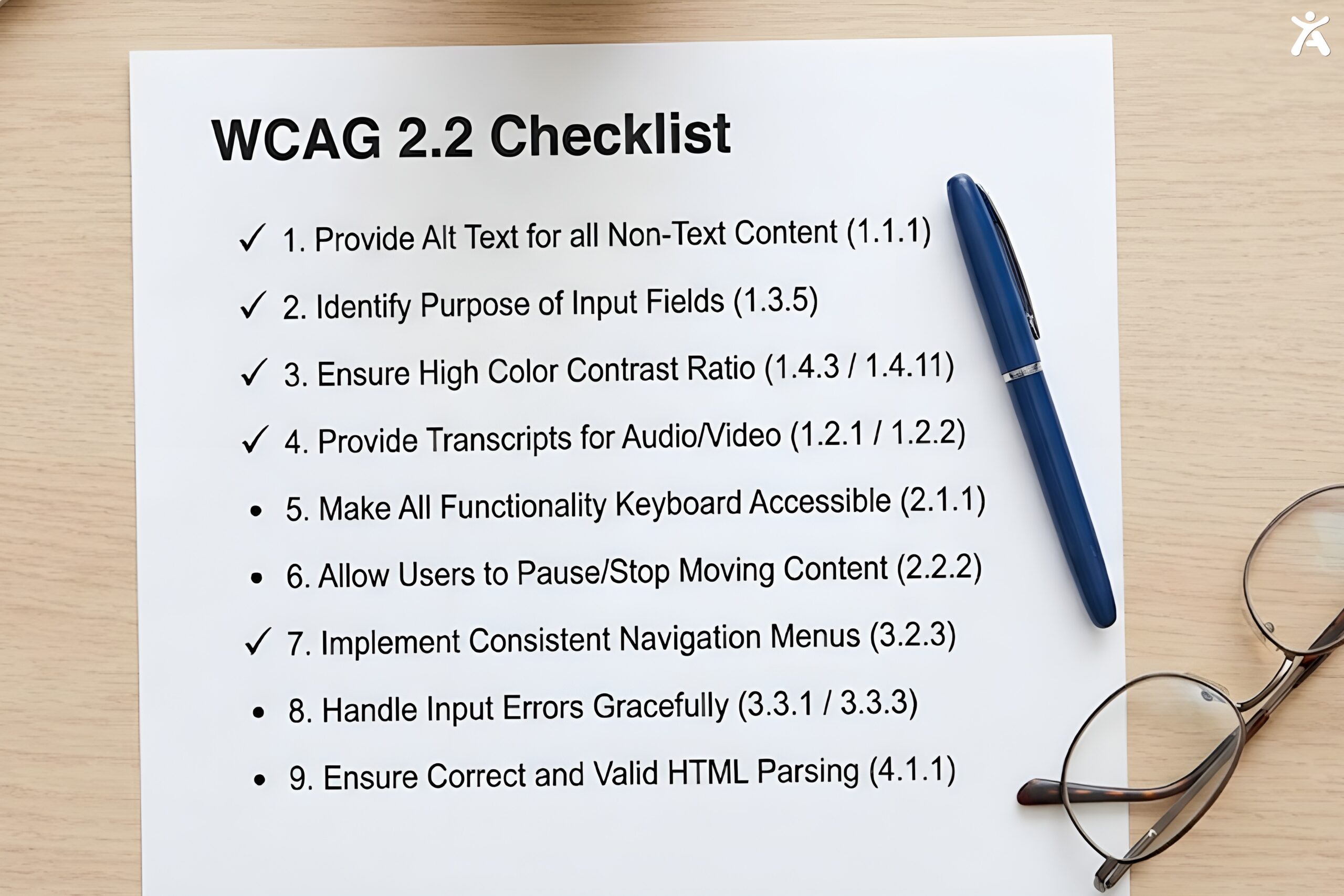 Summary graphic of all nine new WCAG 2.2 success criteria